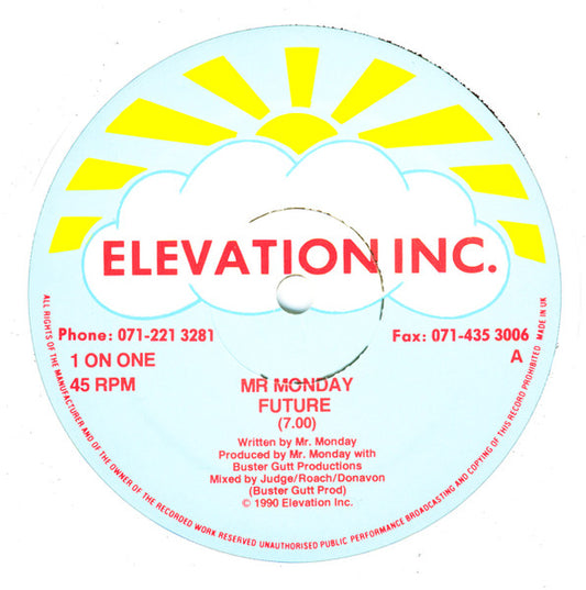 Image of Front Cover of 12" - /VG+ - MR MONDAY, Future (Elevation Inc.; 1 ON ONE, UK 1990, No Picture Sleeve), highlighter on label - minor,  - 2346057S