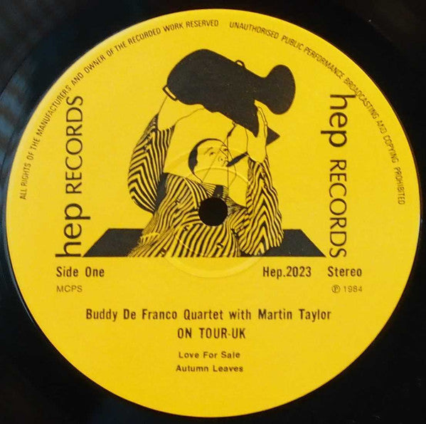 Image of Label Cover of 1224011E: LP - BUDDY DEFRANCO QUARTET FEATURING MARTIN TAYLOR, On Tour - UK (Hep Records; Hep 2023, UK 1984) Sticker residue to sleeve  VG/VG+