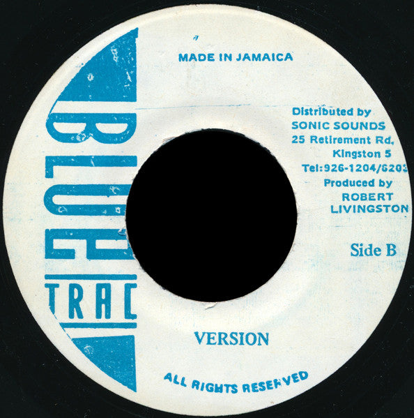 Image of Back Cover of 3754031S: 7" - ECHO MINOTT, New Dimension (Blue Trac Records; none, Jamaica 1987, Plain sleeve) Light JA pressing blemishes.  /VG