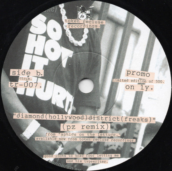 Image of Back Cover of 1124542E: 7" - BECK & PANZAH ZANDAHZ, Cell (You) Phone's (Must) Dead (Learn) / Diamond (Hollywood) District (Freaks) (Token Recluse; tr-007, US 2007) Lots of light marks/hairlines  /VG