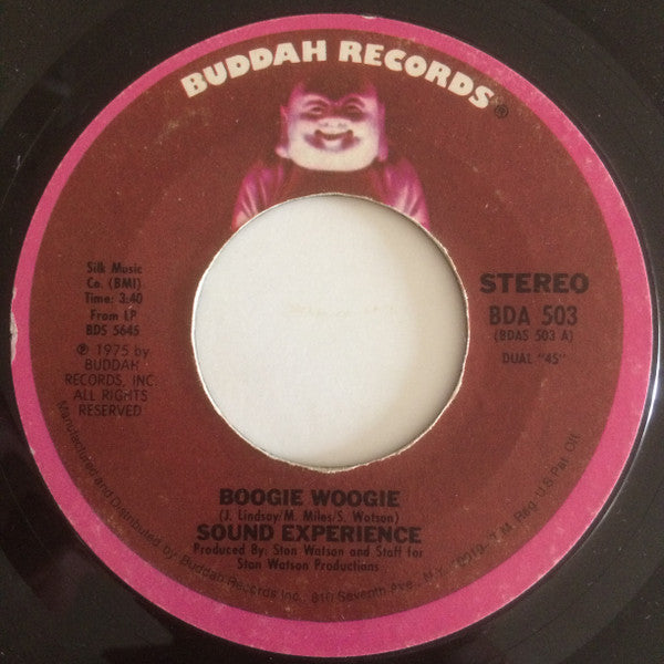 Image of Front Cover of 1124544E: 7" - SOUND EXPERIENCE, Boogie Woogie / Where Has Your Love Gone (Buddah Records; BDAS-503-A, US 1975)   /VG