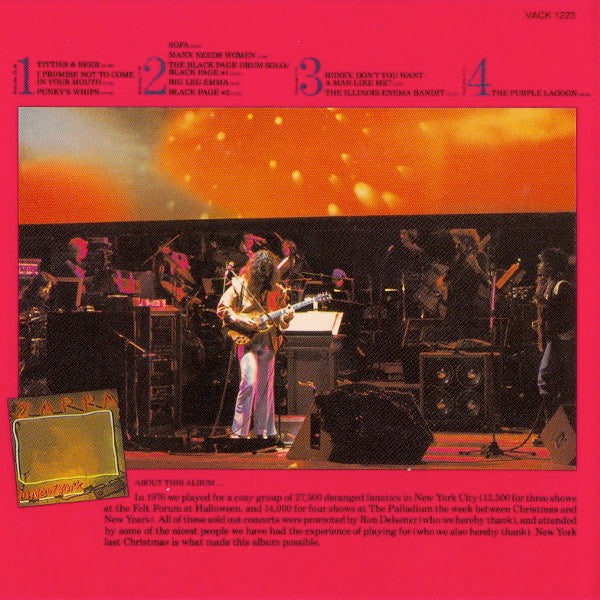 Image of Back Cover of 1214086C: 2xCD - FRANK ZAPPA, Zappa In New York (Rykodisc; VACK-1223, Japan 2001, Vinyl Replica Gatefold, Insert, Limited Edition ) No Obi  VG+/VG+