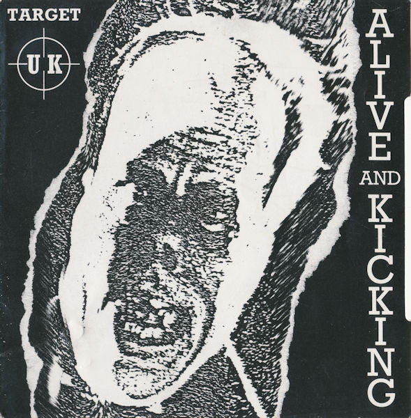 Image of Front Cover of 1154212S: 7" - TARGET U.K., Alive & Kickin' (Flying V Records; FV 7, UK 1985, Picture Sleeve) Light ring wear and a small moisture stain on front cover. Overall the sleeve is sturdy and intact. Clean disc.   VG/VG+