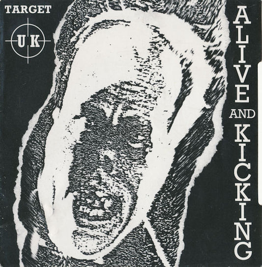 Image of Front Cover of 1154212S: 7" - TARGET U.K., Alive & Kickin' (Flying V Records; FV 7, UK 1985, Picture Sleeve) Light ring wear and a small moisture stain on front cover. Overall the sleeve is sturdy and intact. Clean disc.   VG/VG+