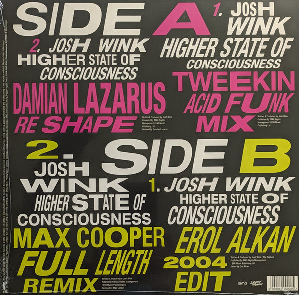 Image of Back Cover of 1534200E: 12" EP - JOSH WINK, Higher State Of Conciousness Erol Alkan Remix (Strictly Rhythm; 964000081, Worldwide 2024, Picture Sleeve, Splatter Vinyl, Limited to 750 copies.)   NEW/NEW