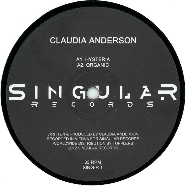 Image of Front Cover of 1244191S: 12" - CLAUDIA ANDERSON, Hysteria (Singular Records; SING-R 1, France 2012) Couple light paper scuffs, nothing serious  /VG+