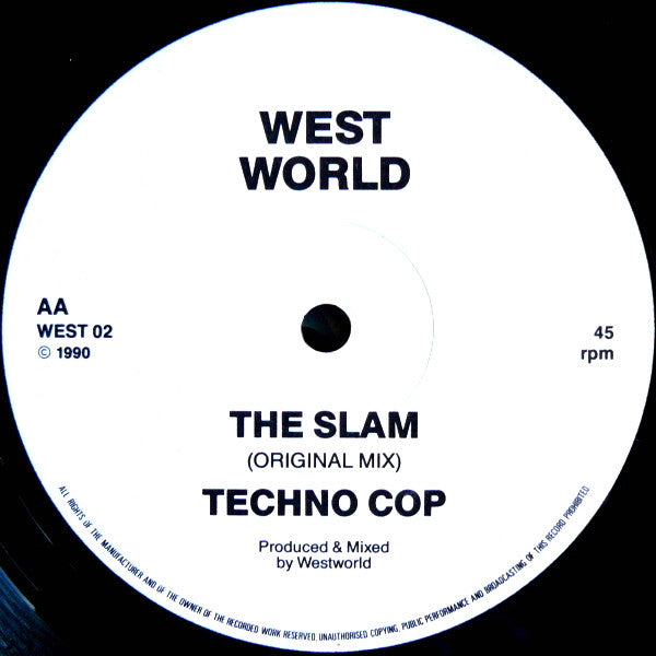 Image of Back Cover of 1244224S: 12" - WEST WORLD, The Slam (; WEST 02, UK 1990) Groovewear and light marks.   /VG