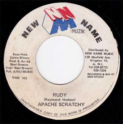 Image of Front Cover of 1224282E: 7" - APACHE SCRATCHY, Rudy / Version (New Name Muzik; NNM 102, Jamaica ) Black pen marks on label  /VG