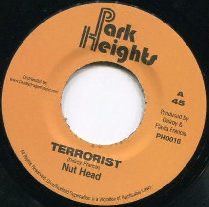 Image of Front Cover of 1224337E: 7" - NUT HEAD, Terrorist (Park Heights; PH0016, US 2012 Reissue)   /VG+