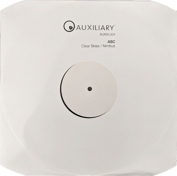 Image of Front Cover of 1214284C: 12" - ASC, Clear Skies / Nimbus (Auxiliary; AUXWL004, UK 2019, White Label, Stamped Plain Inner Sleeve)   VG+/VG+