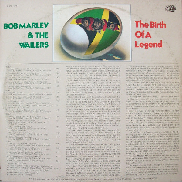 Image of Back Cover of 2xLP - VG/VG+ - BOB MARLEY & THE WAILERS, The Birth Of A Legend (Calla Records; 2 CAS-1240, US 1976), ,  - 3726226E