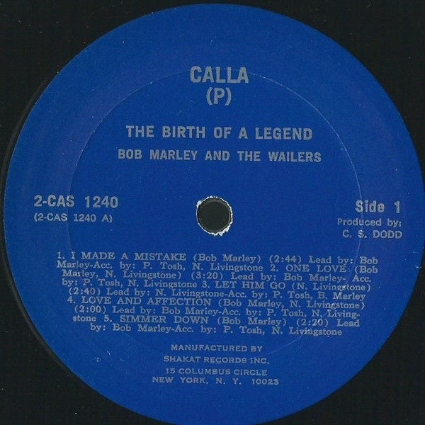 Image of Label Cover of 2xLP - VG/VG+ - BOB MARLEY & THE WAILERS, The Birth Of A Legend (Calla Records; 2 CAS-1240, US 1976), ,  - 3726226E