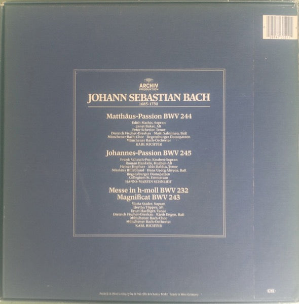 Image of Back Cover of 1224355E: 10xLP - KARL RICHTER, Bach: Die Neue Bach-Edition - Passionen / Messe in h-moll / Magnificat (Archiv Produktion; 413 051-1, Germany , Box Set, Booklet)   VG+/VG+