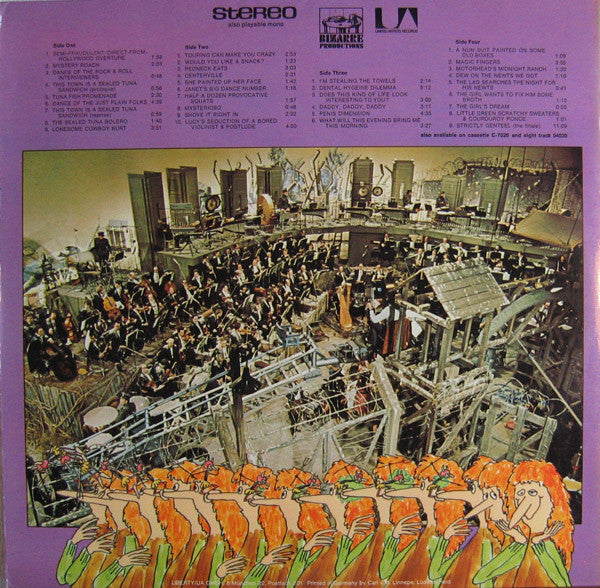 Image of Back Cover of 1244304S: 2xLP - FRANK ZAPPA, 200 Motels (United Artists Records; UAS 29 218/19 XD, Germany 1971, Gatefold, Booklet stapled into inside of gatefold. )   VG+/EX