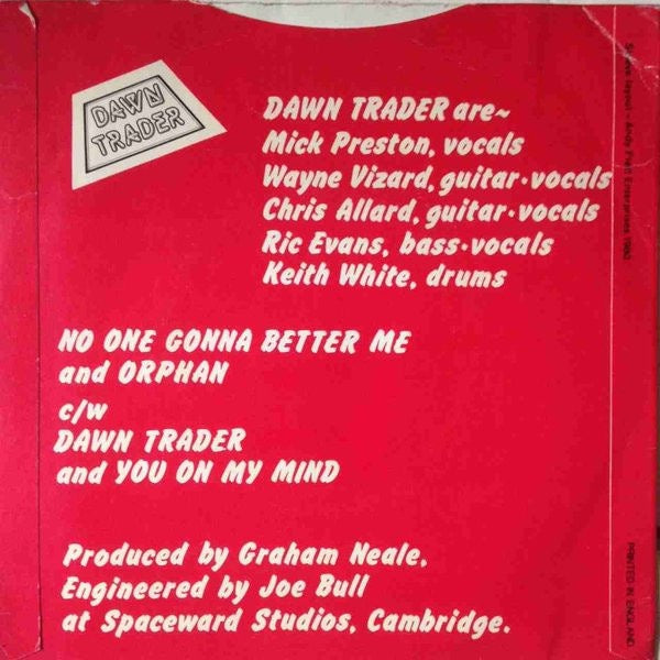 Image of Back Cover of 1454317S: 7" - DAWN TRADER, 4 Track E.P. (Not On Label (Dawn Trader Self-released) ; DT 1, UK 1980, Picture Sleeve)   VG/VG+