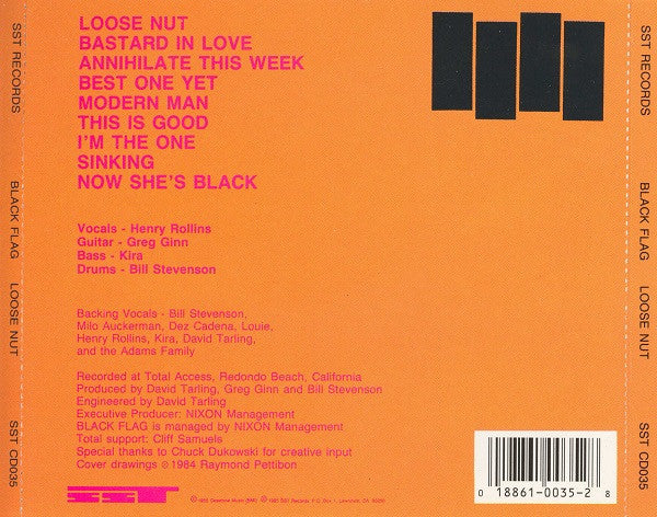 Image of Back Cover of CD - VG+/VG - BLACK FLAG, Loose Nut (SST Records; SST CD 035, US , Jewel Case), ,  - 3516070C