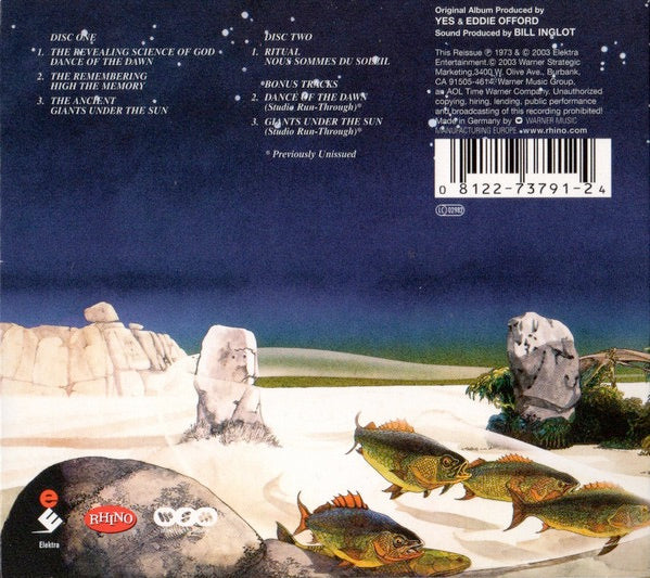 Image of Back Cover of 4835046E: 2xCD - YES, Tales From Topographic Oceans (Elektra; 8122-73791-2, Europe 2000s Reissue, Slipcase)   VG+/VG+