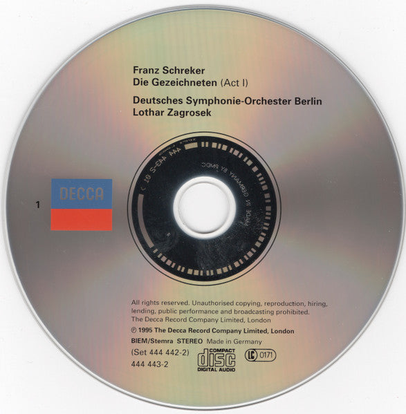 Image of Label Cover of 3xCD - VG+/VG+ - KRUSE, CONNELL, PEDERSON, MUFF, POLGAR, DSO BERLIN, LOTHAR ZAGROSEK, Schreker: Die Gezeichneten (Decca; Die Gezeichneten, Europe 2012, Box Set, Booklet), ,  - 3836098E