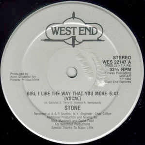 Image of Front Cover of 4114438C: 12" - STONE, Girl I Like The Way That You Move (West End; WES 22147, US 1982, Company Sleeve) Marks on label. Scuffs on sleeve  VG/VG