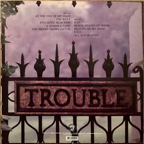 Image of Back Cover of 1314398C: LP - TROUBLE, Trouble (Hammerheart Records; HHR 2020-29, Netherlands 2020 Reissue, Insert)   NEW/NEW