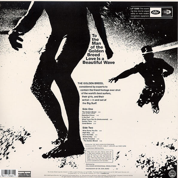 Image of Back Cover of 1324212E: LP - BACK WASH RHYTHM BAND, Golden Breed Orginal Soundtrack Recording (Capitol; LP5385, US 2011 Reissue) Still In Stickered Shrinkwrap  VG+/EX