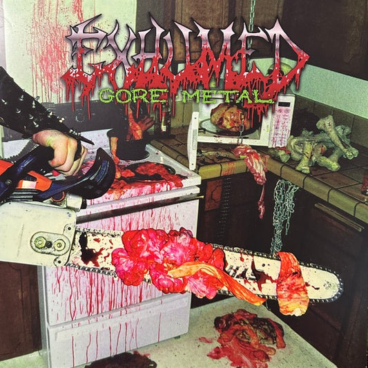 Image of Front Cover of 3834005E: LP - EXHUMED, Gore Metal (25th Anniversary Edition) (Relapse Records; RR7548, US 2023 Reissue, Insert, Deluxe Edition, Remastered, Slime Green Vinyl)   NEW/NEW