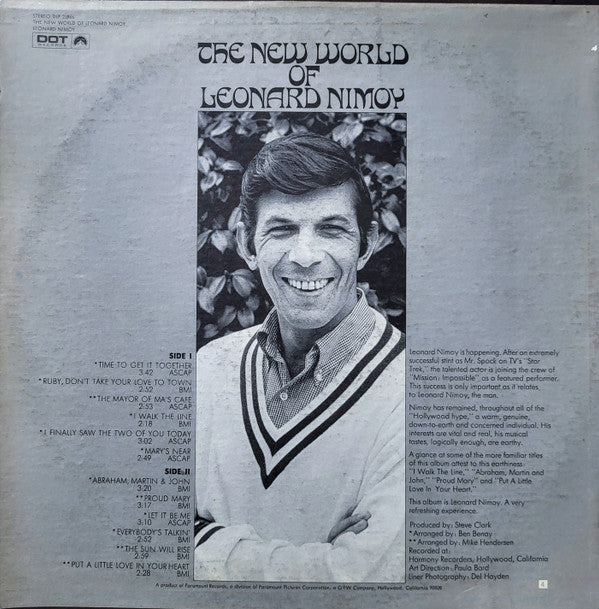 Image of Back Cover of 1324210E: LP - LEONARD NIMOY, The New World Of Leonard Nimoy (Dot Records ; DLP 25966, US 1970, Stereo) Vinyl Slightly Fogged, Ring Wear  VG/VG+