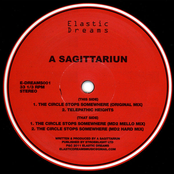 Image of Front Cover of 1344168S: 12" - A SAGITTARIUN, The Circle Stops Somewhere (Elastic Dreams; E-DREAMS001, UK 2011)   /VG+