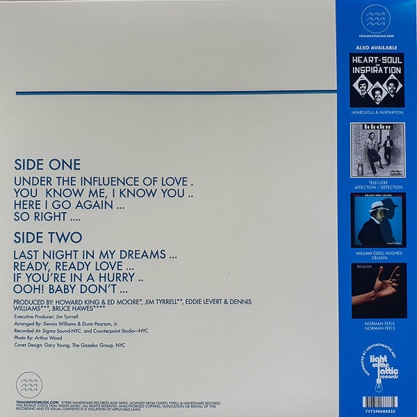 Image of Back Cover of 4644410S: LP - KARIN JONES, Under The Influence Of Love (Tidal Waves Music; TWM96, US 2023 Reissue, Picture Sleeve, Limited Edition of 500, 180 Gram White Vinyl, With Obi)   EX/EX