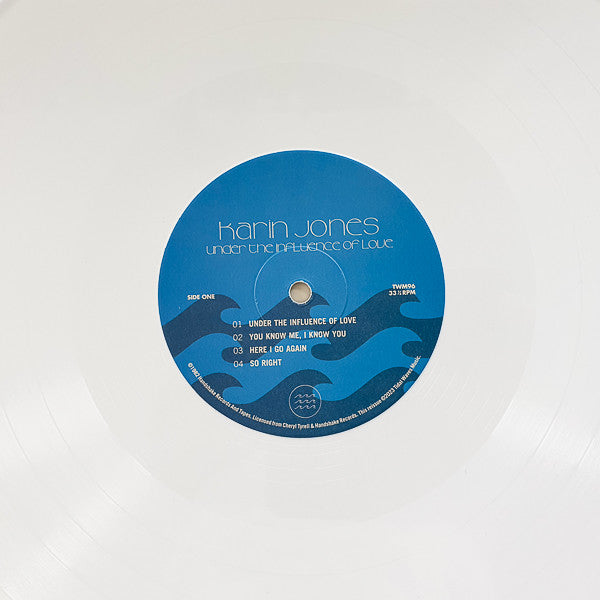 Image of Label Cover of 4644410S: LP - KARIN JONES, Under The Influence Of Love (Tidal Waves Music; TWM96, US 2023 Reissue, Picture Sleeve, Limited Edition of 500, 180 Gram White Vinyl, With Obi)   EX/EX