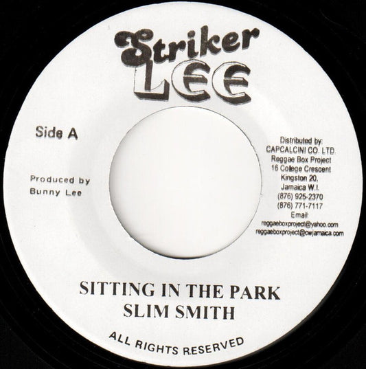 Image of Front Cover of 1354160S: 7"  - SLIM SMITH / JACKIE EDWARDS, Sitting In The Park / I Do Love You (Striker Lee; none, Jamaica ) strong VG  /VG