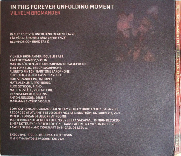 Image of Back Cover of 1334349E: CD - VILHELM BROMANDER, In This Forever Unfolding Moment (Thanatosis Produktion; THT27, Sweden 2023)   /EX