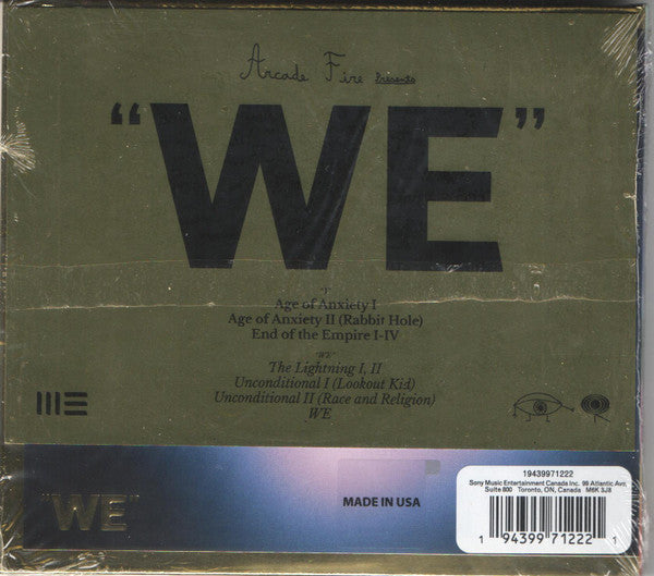 Image of Back Cover of 1334381E: CD - ARCADE FIRE, We (Columbia; 19439971222, Canada 2022, Gatefold, Postcards + Sticker)   VG+/VG+