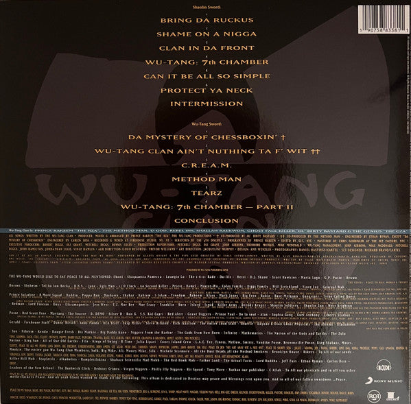 Image of Back Cover of LP - EX/EX - WU-TANG CLAN, Enter The Wu-Tang (36 Chambers) (RCA; 19075883381, Europe 2023 Reissue, Yellow Vinyl), Opened Instore, Still In Stickered Shrinkwrap,  - 3246123S
