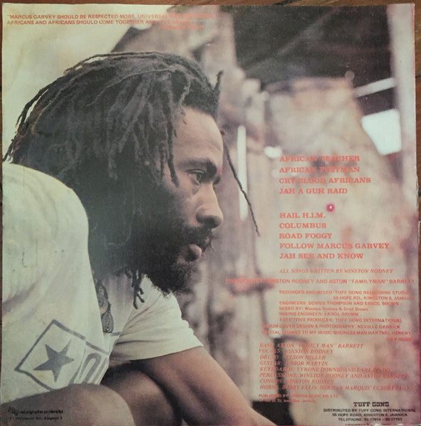 Image of Back Cover of LP - VG/VG - BURNING SPEAR, Hail H.I.M. (Burning Spear; , Jamaica 1990s Reissue), Edge wear, a couple small dents on cover. Slightly hazy disc.,  - 3846101S