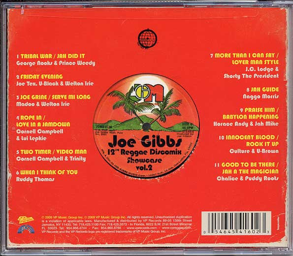 Image of Back Cover of 1454064S: CD - JOE GIBBS, 12" Reggae Discomix Showcase Vol.2 (17 North Parade; VP 4160, UK, Europe & US 2009) Opened from sealed.  EX/EX