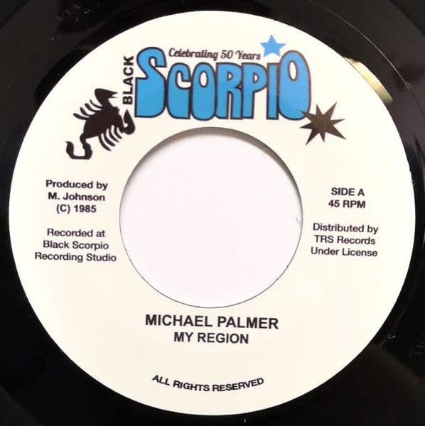 Image of Front Cover of 1454105S: 7" - MICHAEL PALMER / DEAN FRASER, My Region / Champion Of Society (Black Scorpio; TRS-BS-8, Europe 2020)   /VG+