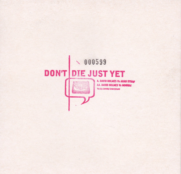 Image of Back Cover of 7" - VG+/EX - DAVID HOLMES, Don't Die Just Yet (Go! Beat; GOB 6, UK 1997, Hand Stamped Textured Sleeve), Limited Edition No 000019,  - 2526290E