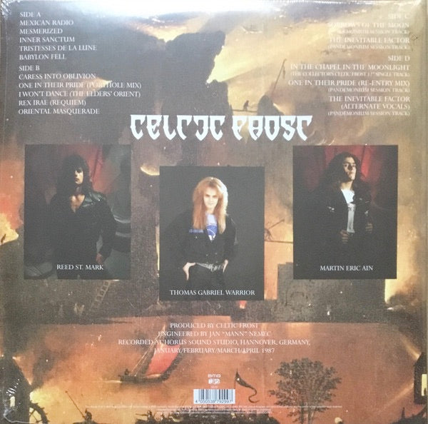 Image of Back Cover of 1434151E: 2xLP - CELTIC FROST, Into The Pandemonium (Noise; NOISE2CLP012, UK & Europe 2023 Reissue, Gatefold, 2 Inners & Booket, 2 Posters, Gold Vinyl)   NEW/NEW