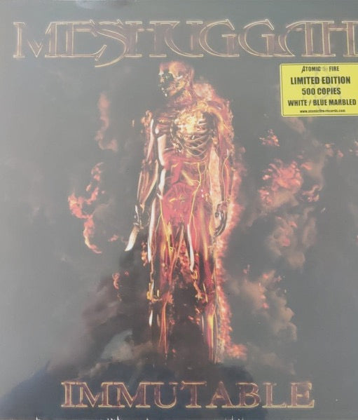 Image of Front Cover of 3034201E: LP - MESHUGGAH, Immutable (Atomic Fire; AF0026, Germany 2022, Gatefold, Poster, White/Blue Marbled Vinyl)   NEW/NEW