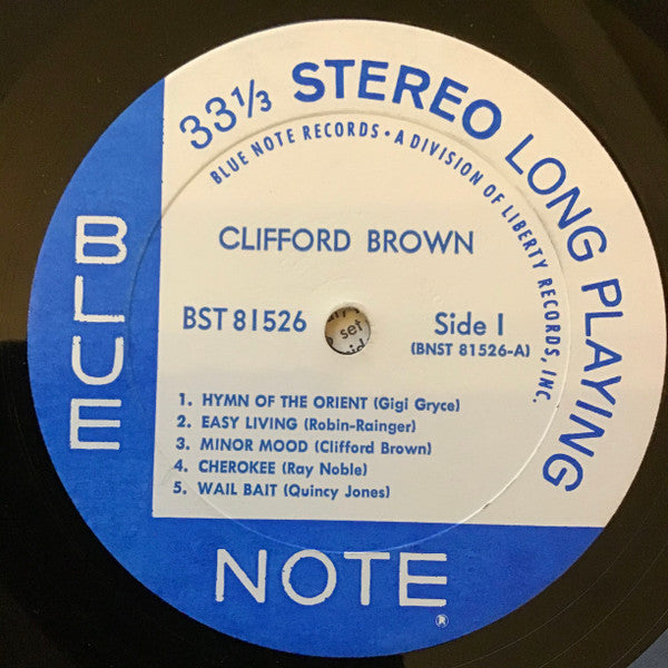 Image of Label Cover of 1424209E: LP - CLIFFORD BROWN, Memorial Album (Blue Note; BST-81526, US 1969 Reissue, Pasteback Sleeve, Company Inner, Stereo, Sleeve Variation) Strong VG a couple light hairlines and some light surface marks from storage only.  VG+/VG