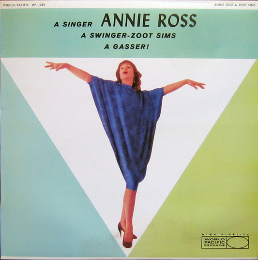 Image of Front Cover of 1424232E: LP - ANNIE ROSS & ZOOT SIMS, A Gasser! (World Pacific Records; WP-1285, Spain 1985 Reissue, Laminated Sleeve) Light marks only.   VG+/VG