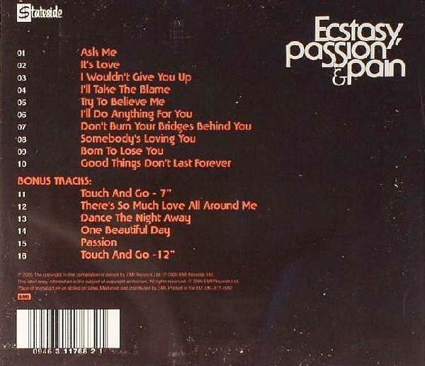 Image of Back Cover of 4734351E: CD - ECSTASY, PASSION & PAIN, Ecstasy, Passion & Pain (Stateside; 0946 3 11768 2 1, UK 2005, Jewel Case)   VG+/VG+