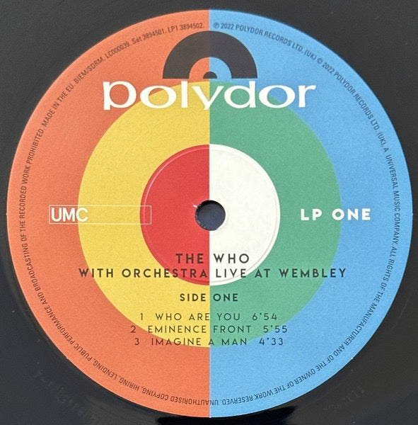 Image of Label Cover of 1414486C: 3xLP - THE WHO, With Orchestra Live At Wembley (Polydor; 3894510, Europe 2023, Triple Gatefold, 3 Inners & Booket, 180 Gram Black Vinyl.)   VG+/VG+