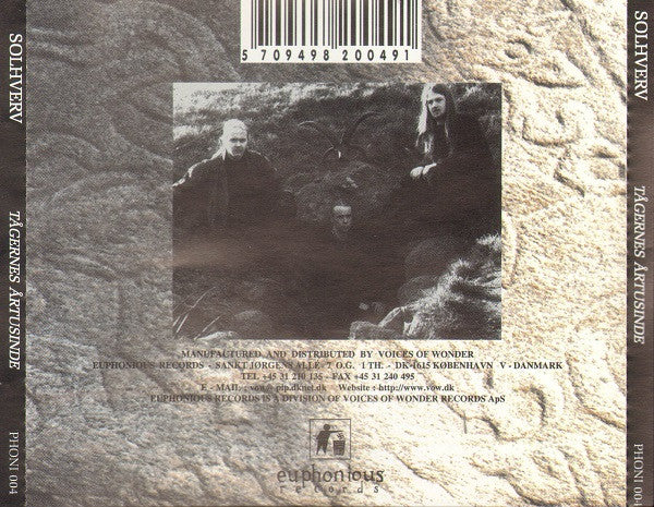 Image of Back Cover of 1434101E: CD - SOLHVERV, T gernes  rtusinde (Euphonious Records; PHONI 004, Denmark 1996, Jewel Case, Booklet)   VG+/VG+