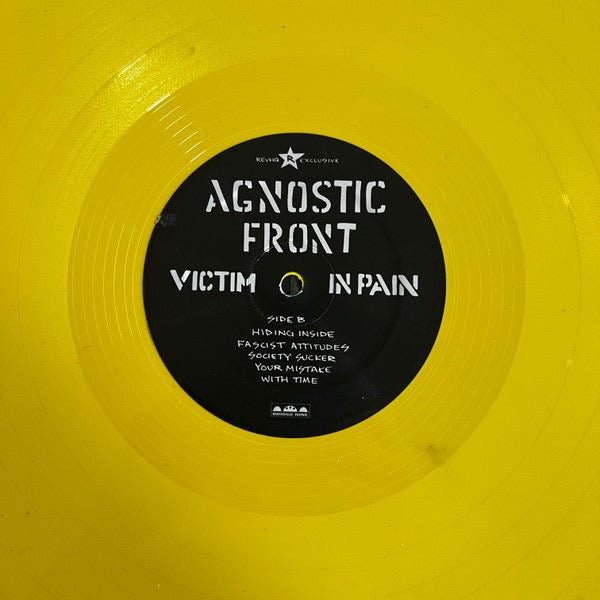 Image of Label Cover of 1414608C: LP - AGNOSTIC FRONT, Victim In Pain (Bridge Nine Records; B9R129, US 2023 Reissue, Inner, Yellow Vinyl)   VG+/VG+