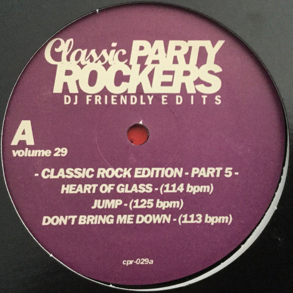 Image of Front Cover of 1424230E: 12" - VARIOUS, Classic Party Rockers Vol. 29 - Classic Rock Edition - Part 5 (Strictly Hits Vinyl Service; CPR-029, US 2006, Plain Sleeve)   /VG+