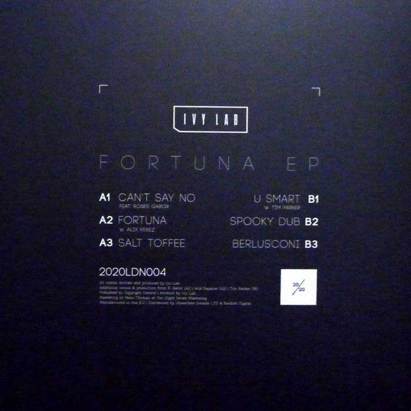 Image of Back Cover of 12" - VG+/VG+ - IVY LAB, Fortuna EP (20/20 LDN; 2020LDN004, UK 2016, Picture Sleeve), ,  - 1326408E