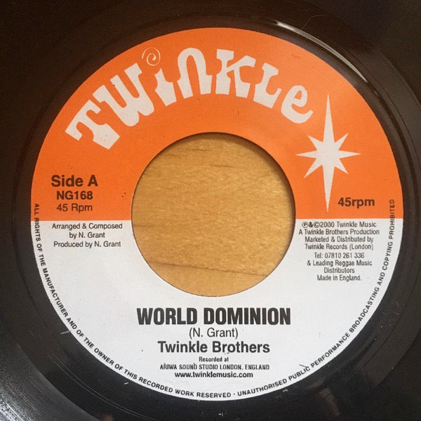 Image of Front Cover of 1514114C: 7" - TWINKLE BROTHERS, World Dominion (Twinkle Music; NG168, UK 2020 Reissue)   /VG+