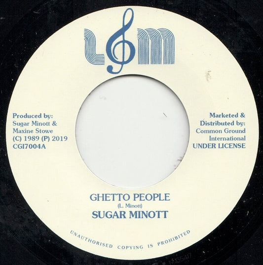 Image of Front Cover of 1514199C: 7" - SUGAR MINOTT, Ghetto People (L&M Record Co.; CGI7004, UK 2019) Some light marks.  /VG